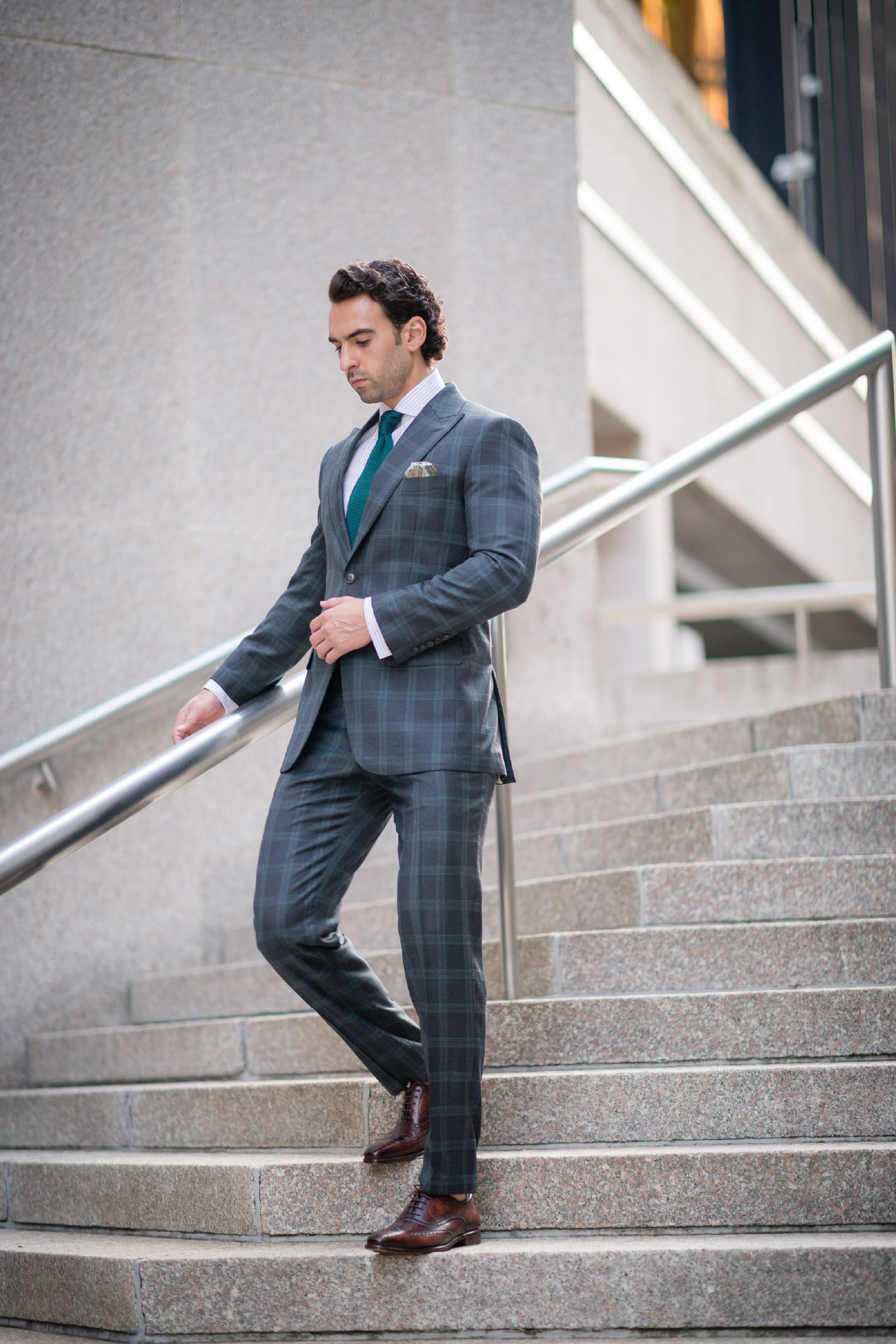 A man wearing a custom King & Bay suit in Toronto