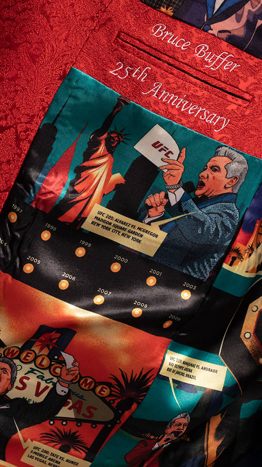 Bruce Buffer's Raw Silk Jacquard Smoking Jacket by King & Bay