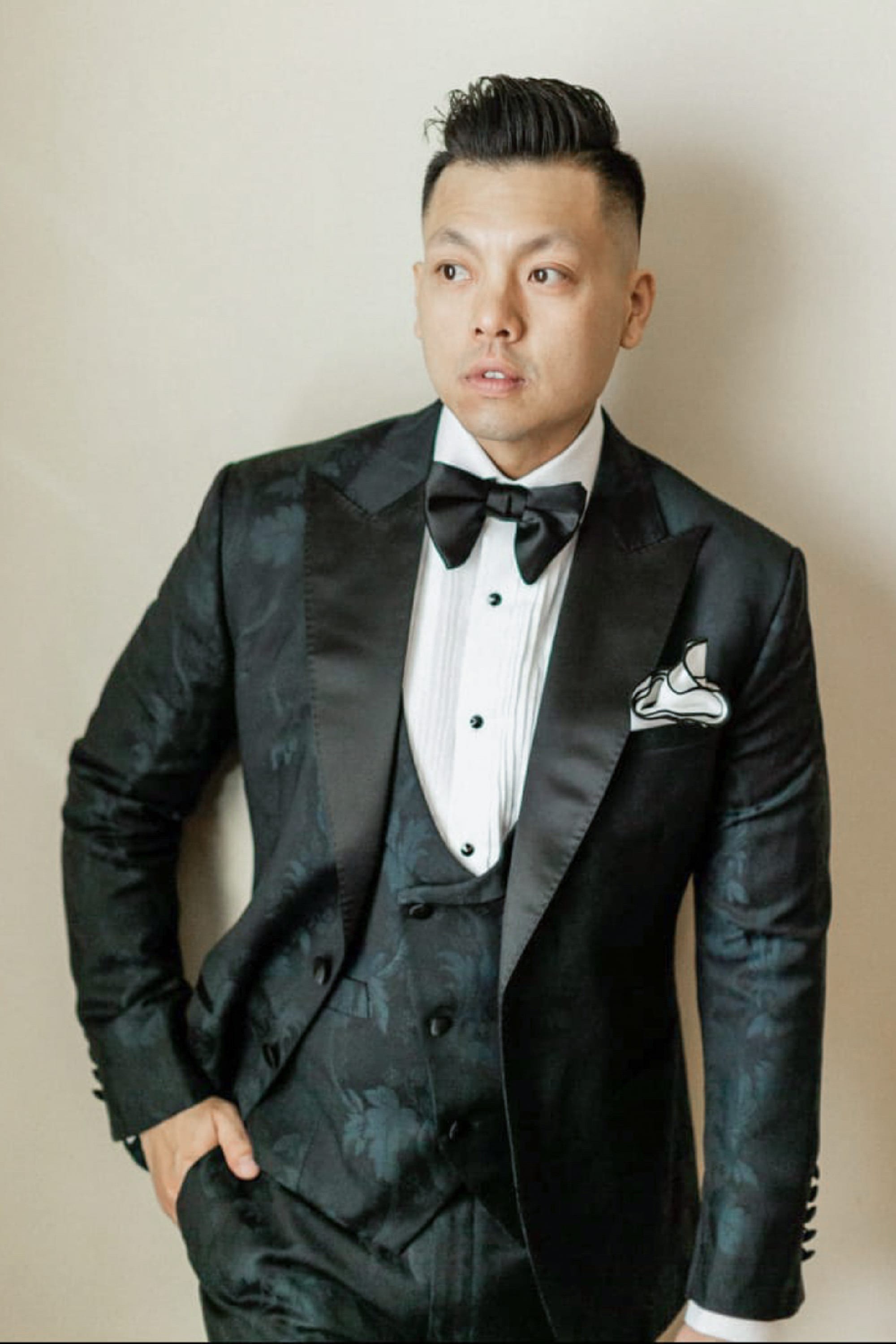Steve Lam from Calgery Wears a Wedding Suit by King & Bay