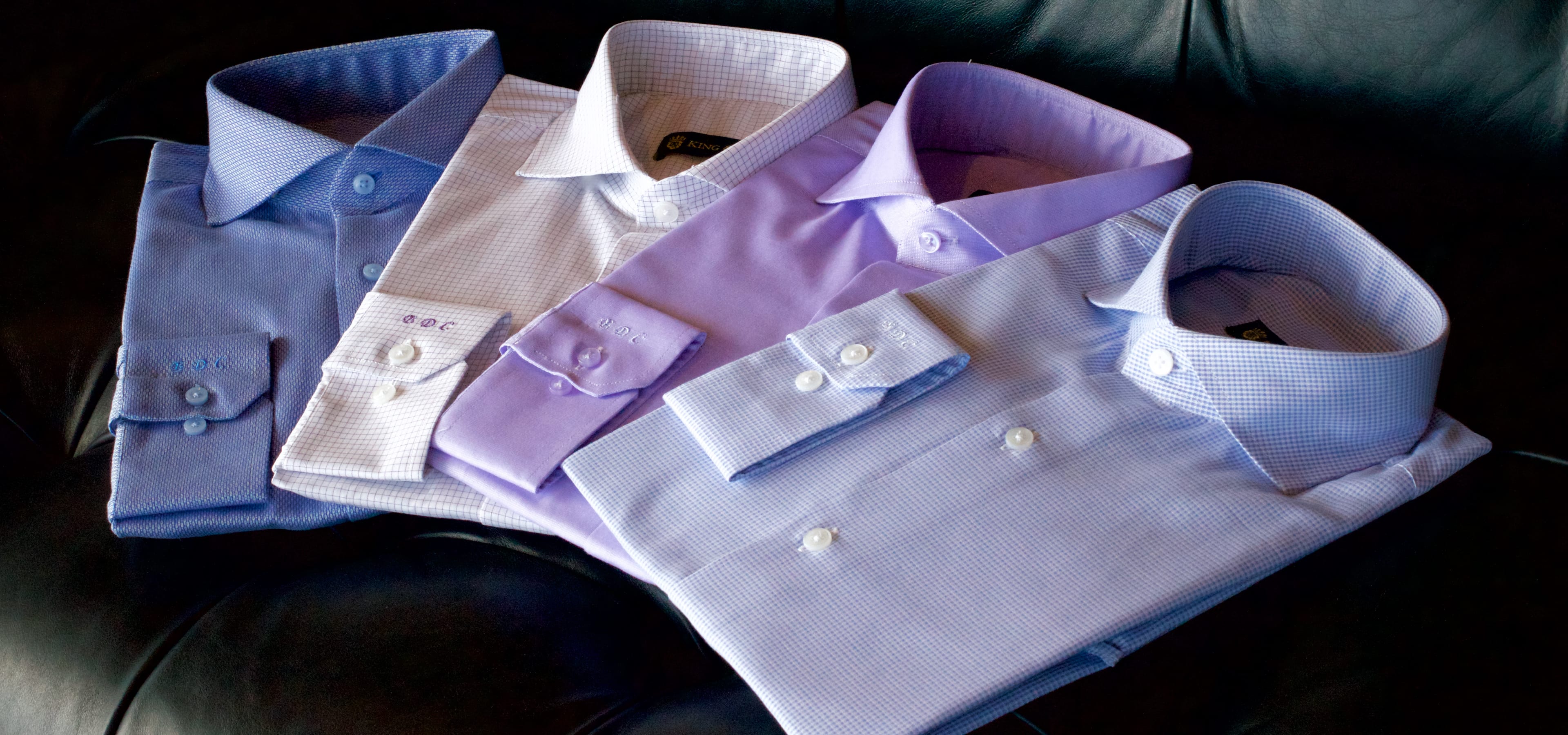 Four custom King & Bay dress shirts