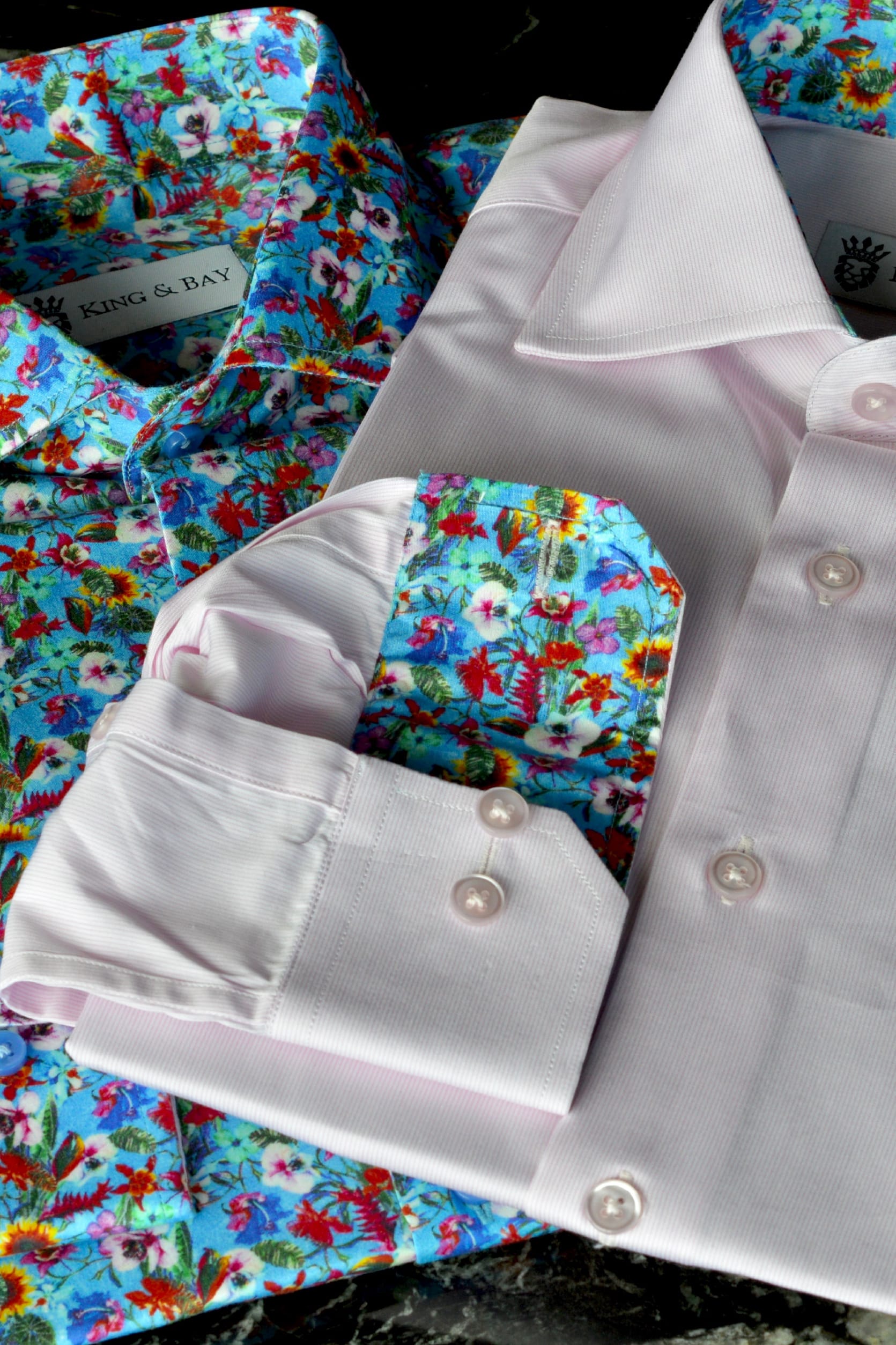 Two custom King & Bay dress shirts