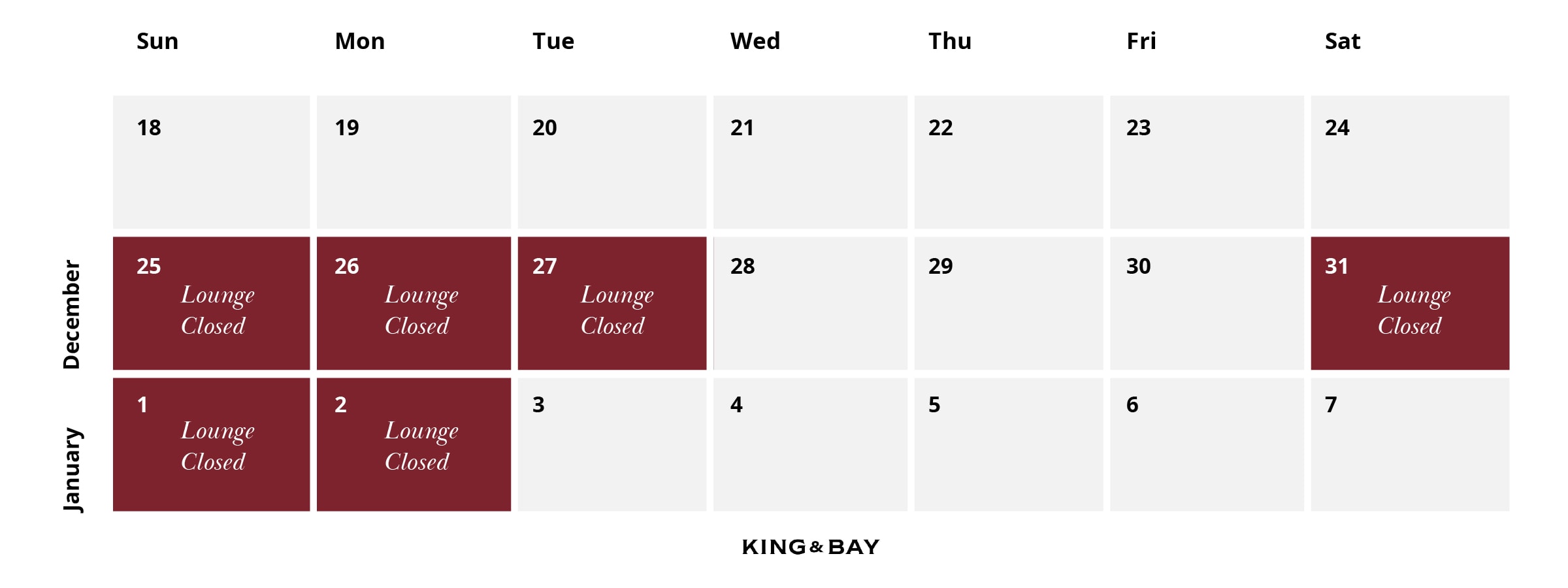 King & Bay Bespoke Solutions, Holiday 2022 Schedule, Toronto, Ontario