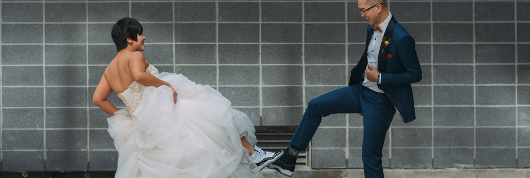 Suit and sneakers wedding clearance